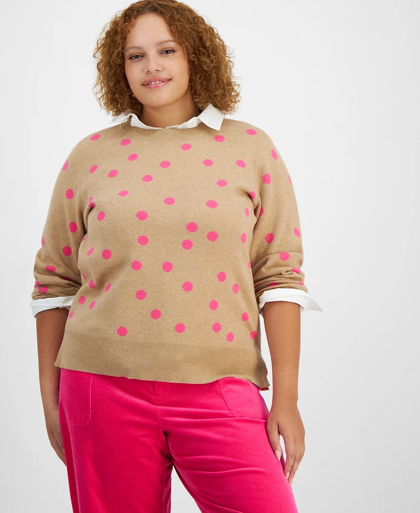 On 34th Plus Dot Crewneck Sweater, Created for Macy's