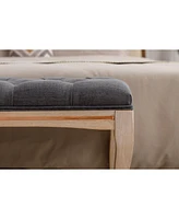 Simplie Fun Velvet Tufted Bench Ottoman, Light Gray