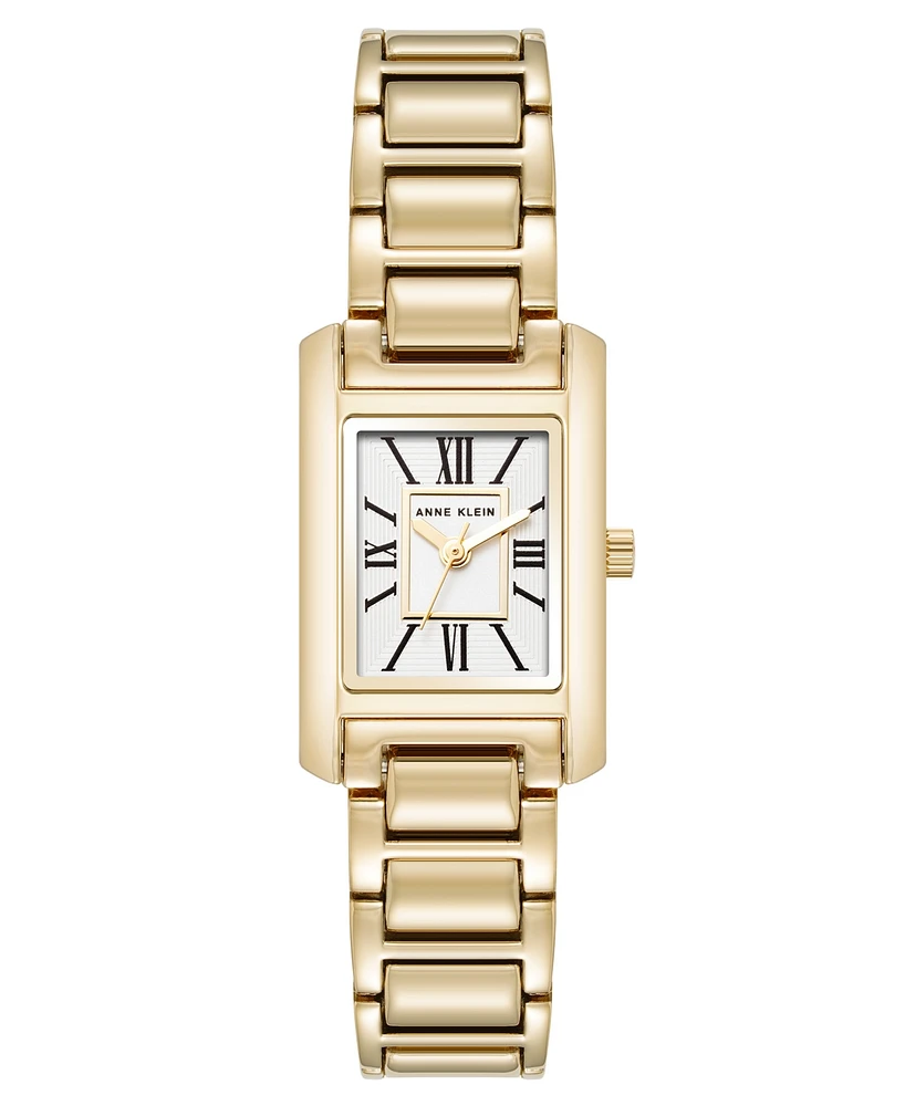 Anne Klein Women's Quartz Classic Rectangular Roman Numeral -Tone Alloy Metal Watch, 20mm