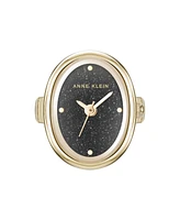 Anne Klein Women's Quartz Sandstone Gemstone and Gold-Tone Alloy Metal Ring Watch, 17mm