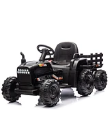 Streamdale Furniture 24V Electric Ride-On Tractor with Trailer, Remote Control, Music, Lights