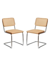 Streamdale Furniture Modern Velvet Rattan Dining Chairs with Chrome Legs (Set Of 2)