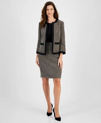 Kasper Womens Framed Open Front Jacket Pencil Skirt