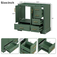 36" Green Traditional Bathroom Vanity Cabinet with Ample Storage