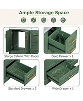 36" Green Traditional Bathroom Vanity Cabinet with Ample Storage