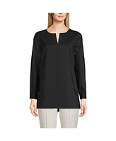 Lands' End Women's Stretch Broadcloth Long Sleeve Split Neck Tunic