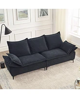 Streamdale Furniture 88.5" Modern 3-Seater Dutch Velvet Sofa with Pillows