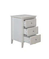 3 Drawer Nightstand With Charging Station And Usb Ports & Power Outlets, Wooden Bedside