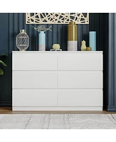 Streamdale Furniture 6 Drawer Double Dresser For Bedroom Living Room Hallway, White