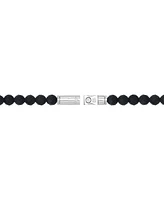 Bulova Marc Anthony Men's Onyx & Lion Beaded Bracelet in Sterling Silver-Plate, BVB1161