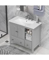 Streamdale Furniture 36" Bathroom Vanity with Ceramic Basin & Storage Cabinet