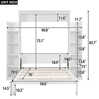 Full Size Murphy Bed Wall Bed With Shelves And Led Lights