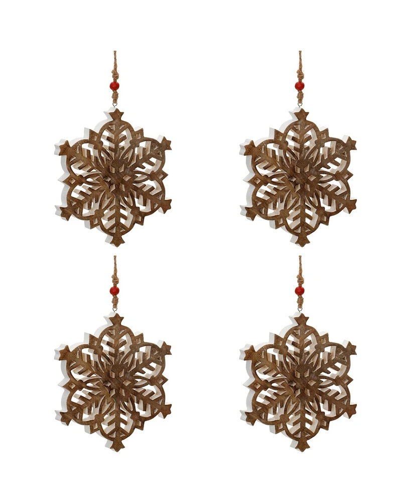 Slickblue Snowflake Ornament (Set of 4) 10"H Wood