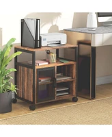 Vinsetto Mobile Printer Stand with Socket & Usb Ports, Rustic Brown