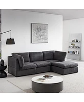 Streamdale Furniture L Shape Modular Soft Fabric Sofa Filled With Down (Dark Grey)