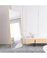 Streamdale Furniture Wall-Mounted Alloy Frame Full Length Mirror, Golden