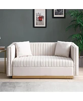 Streamdale Furniture Modern Beige Velvet Sofa Set with Pillows