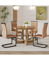 Streamdale Furniture Modern Circular Dining Table Set With High Back Chairs