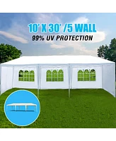 Streamdale Furniture 10x30' Wedding Party Canopy Tent Outdoor Gazebo With 5 Removable Sidewalls