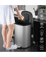 Streamdale Furniture 13 Gallon Stainless Steel Kitchen Trash Can With Foot Pedal Operated Soft Close Feature