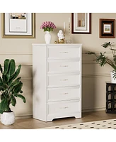 Streamdale Furniture 5 Tier Bedroom Chest Of Drawers - White, 25.2 L X 15.8 W X 43.5 H