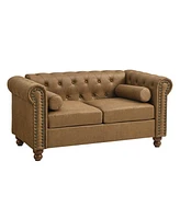 Streamdale Furniture Chesterfield Fabric Sofa, Large-Brown