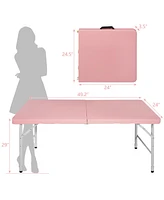 Simplie Fun 4FT Pink Portable Folding Table Indoor&Outdoor Maximum Weight 135Kg Foldable Table For Camping