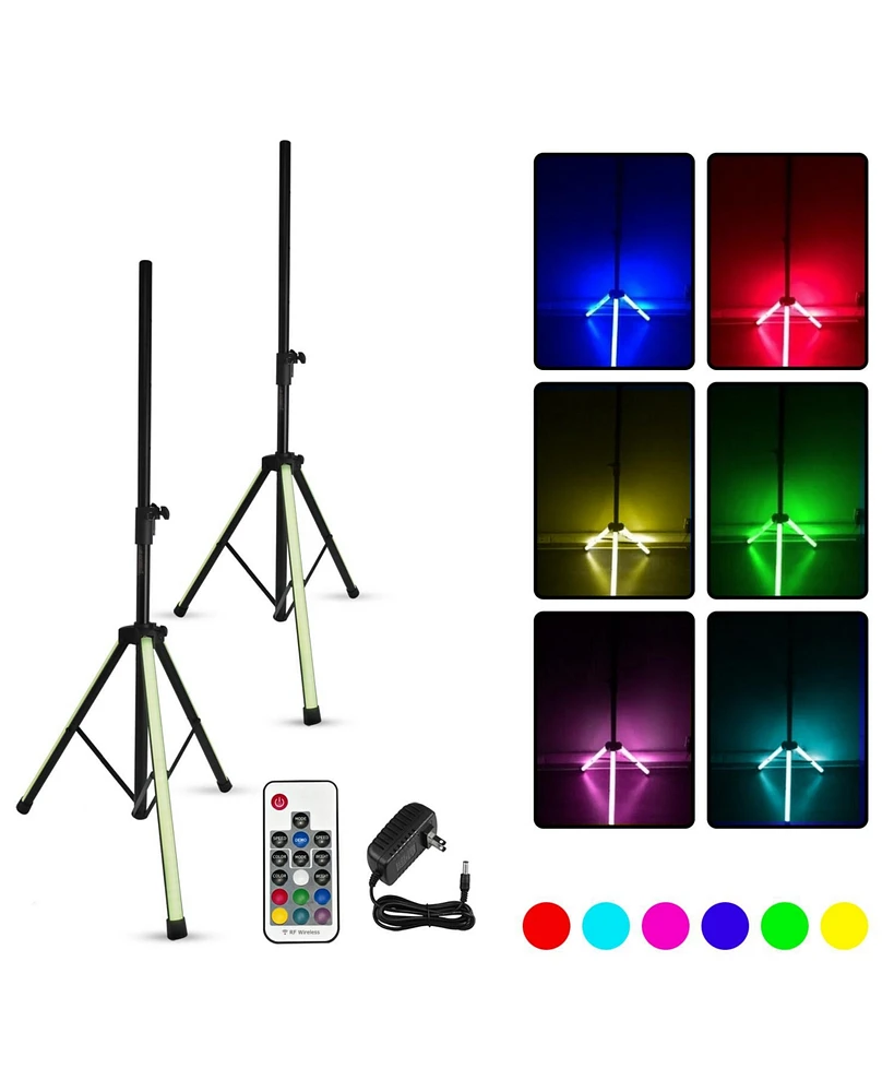 5 Core Speaker Stand Pair w Rgb Tripod Heavy Duty Adjustable Up to 72 Inch Dj Studio Monitor Stands Pole Mount