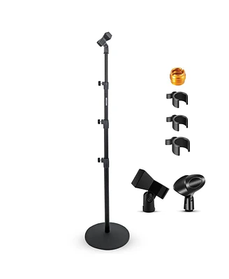 5 Core Mic Stand Floor Height Adjustable Universal Heavy Duty Microphone Stands Round Base Soporte De microfono for Studio Singing Church On Stage