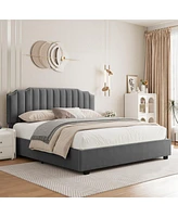 Simplie Fun Lift Up Queen Size Bed Velvet Grey