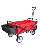 Streamdale Furniture Folding Station Wagon Garden Shopping Atv With Back Frame And Retractable Handle