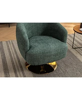 Streamdale Furniture Chenille Fabric Accent Swivel Chair With Gold Metal Round Base, Green