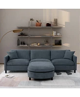 Streamdale Furniture 107.87'Sectional Sofa Couch With 1 Ottoman, Seat Cushion And Back Cushion Removable