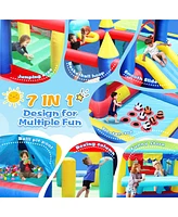 7-in-1 Inflatable Bouncy House with Ball Pit