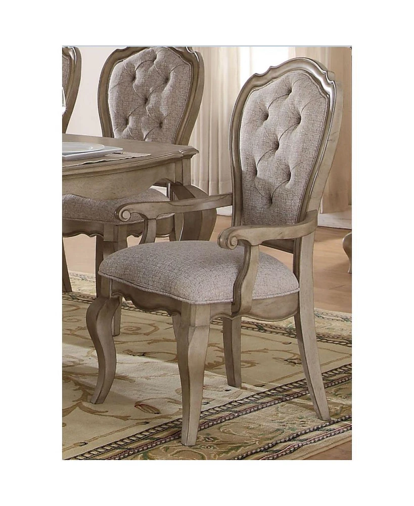 Simplie Fun Chelmsford Armchair (Set of 2) In Beige Fabric & Antique Taupe