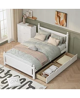 Streamdale Furniture Solid Wood Platform Bed Frame with 2 Drawers