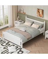 Streamdale Furniture Queen Size Solid Wood Platform Bed Frame For Kids, Teens, Adults, No Need Box Spring