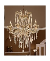 Streamdale Furniture 35" Tall" Luminere" 8 Led Light Chandelier With Crystals, Matte Gold And Crystal