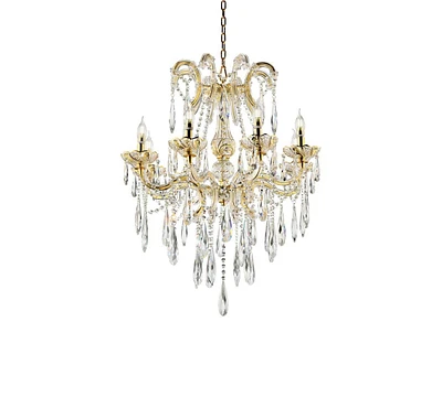 Simplie Fun 35" Tall" Luminere" 8 Led Light Chandelier With Crystals, Matte Gold And Crystal