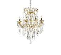 Streamdale Furniture 35" Tall" Luminere" 8 Led Light Chandelier With Crystals, Matte Gold And Crystal