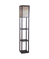 Streamdale Furniture 65"H Brown 3-Shelf With Flower Shade Floor Lamp