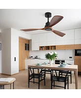 48" Matte Black Ceiling Fan with Remote Control, No Light
