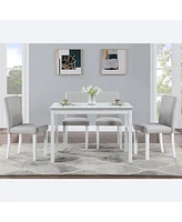 Streamdale Furniture Elegant 5-Piece Dining Set with Acrylic Crystals and Upholstered Chairs