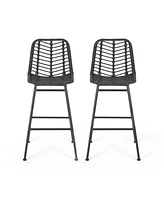 Exclusive Wicker Barstools for Chic Outdoor Ambiance (Set of 2)