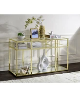 Simplie Fun Uchenna Sofa Table, Clear Glass & Gold Finish