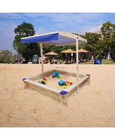 Streamdale Furniture Premium Kids Cedar Sand Pit with Uv Canopy and Adjustable Cover