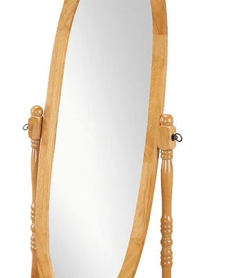 Simplie Fun Traditional Queen Anna Style Wood Floor Cheval Mirror, Oak Finish