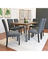 Simplie Fun 7-Piece Dining Set, Hairpin Dining Table with 6 Chairs, 3 Color Options