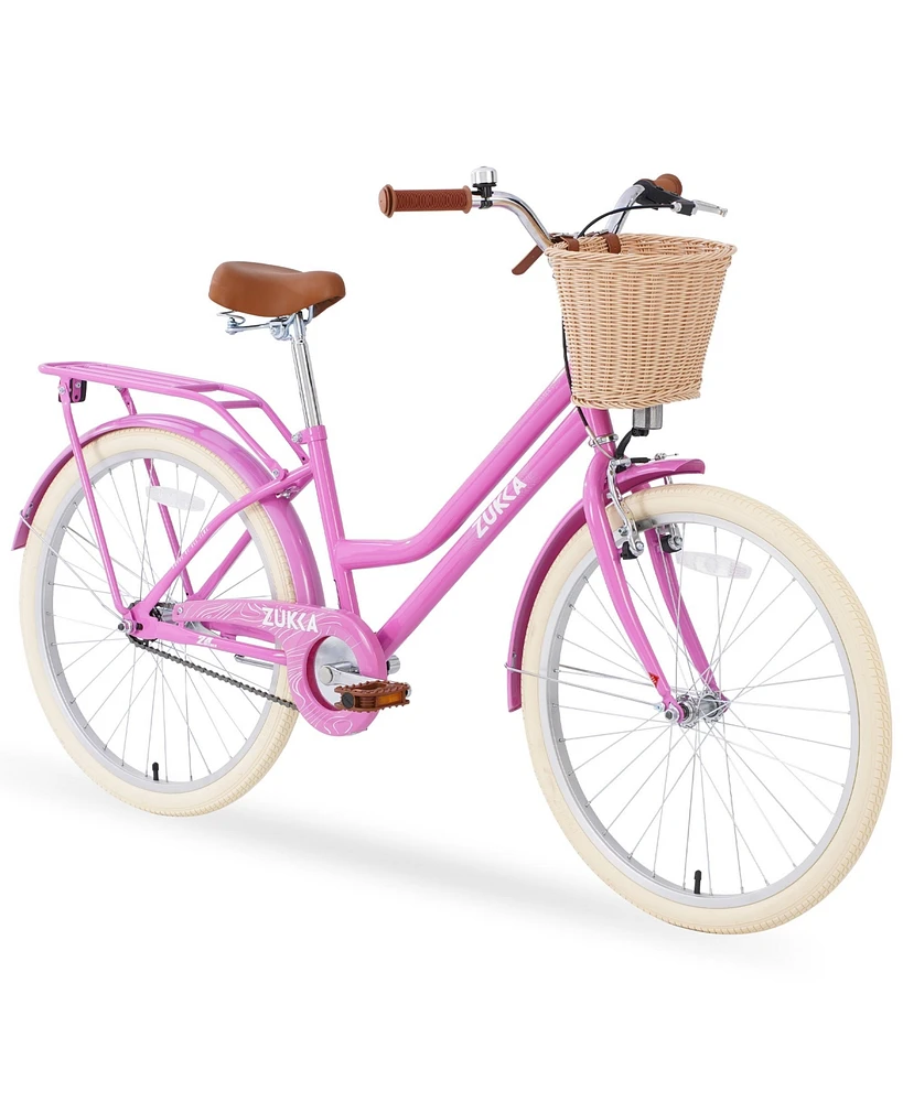 Simplie Fun 24" Girls Bike: Steel Frame, Multiple Colors, 10+ Years