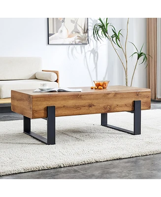 Simplie Fun Rustic Mdf Coffee Table with Metal Legs